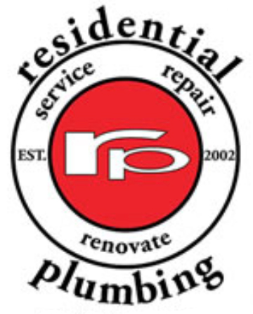 Red, Black, and White Residential Plumbing Logo