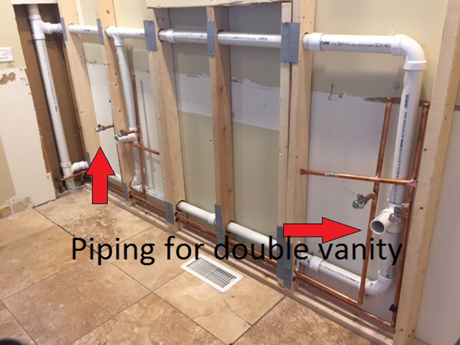 Rough plumbing for new double vanity - Residential Plumbing